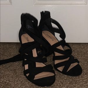 Black strappy heels